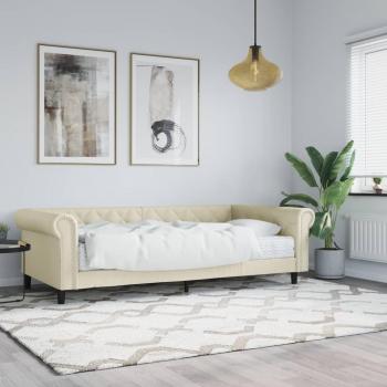 Sofá cama con colchón crema 90x200 cm en cuero sintético
