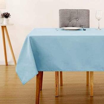 Deconovo Mantel de Mesa Rectangular con Color Liso 130x130cm Azul