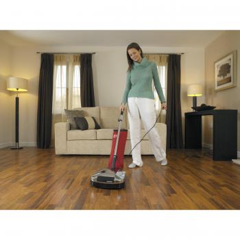 Hoover F38PQ - Enceradora, Potencia 800W, Función aspiradora incorporada, Luz Frontal, Capacidad 4L, Nivel de ruido 95dBA, Acero Cromado y Naranja