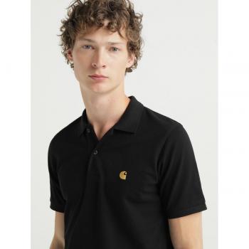 Carhartt WIP Men's Regular Fit Short Sleeve Black Piqué Polo Shirt