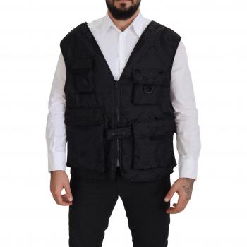 Dolce & Gabbana Black Nylon Full Zip Sleeveless Jacket - IT50 | L
