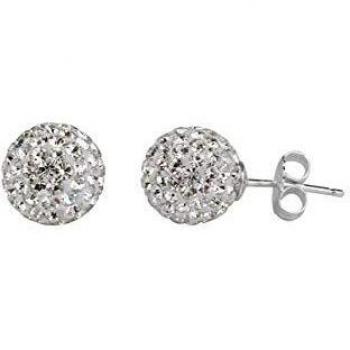 VIDAL & VIDAL Pendientes Plata bola cristal blanca