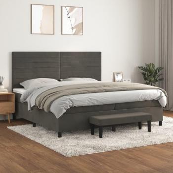 Cama box spring con colchón terciopelo gris oscuro 200x200 cm Vidaxl