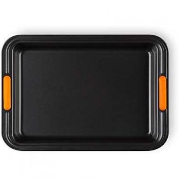 Le Creuset Molde antiadherente rectangular, 33 x 23 cm, Libre de PFOA, Resistente a ácidos, Revestimiento de acero al carbono, Gris y Naranja