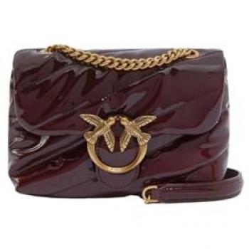 Pinko Love Puff Baby Quilted Crossbody Bag - Burgundy/Chocolate - One Size