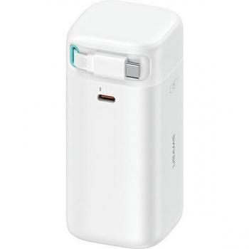 Batería Externa Usams 18000mAh con Cable USB-C Retráctil, Carga Rápida PD45W, Serie XMF, Color Blanco