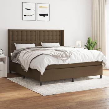 Cama box spring suave con colchón marrón oscuro 180x200 cm tela