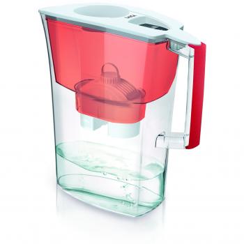Jarra para filtrar el agua del grifo y mejorar su sabor- Laica PRIME LINE J51-BA color rojo capacidad 3 litros, incluye 1 filtro bi-flux que reduce la cal y el cloro y dura 150 litros o 1 mes.