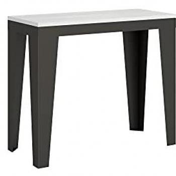 Consola Extensible 90x40/300 cm Flame Evolution Estructura Blanco Fresno Anthracita