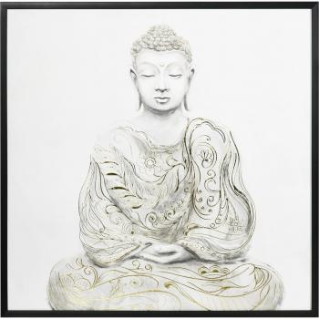 Cuadro en Lienzo de Buda con Textura Dorada 83x83 cm Multicolor