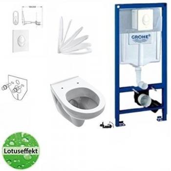 Grohe Excusa Element con placa de accionado, V & B Gustav Berg - Inodoro de pared taza de inodoro, asiento de inodoro