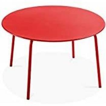 Mesa de jardín redonda de acero rojo 120 x 72 cm - Palavas