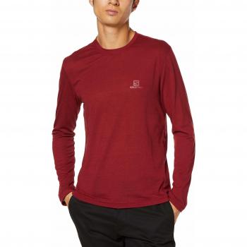 SALOMON Explore LS tee M Camiseta Deportiva de Manga Larga, Poliéster, Hombre, Rojo