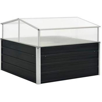 vidaXL Invernadero Jardinera Exterior Grande Huerto Urbano Macetero XXL Vivero Cultivo Verduras Plantas Base Acero Galvanizado Techo Abatible Gris