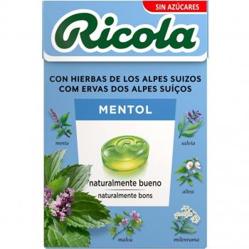 Caramelos Ricola Mentol Refresca la Garganta - Alivio Natural 50 g, Extra Fuertes, Sabor Menta