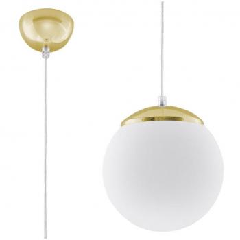 Lámpara Colgante UGO 20 E27 Cristal Acero Oro Blanco 1 Bombilla LED Suspensión Ajustable 110cm