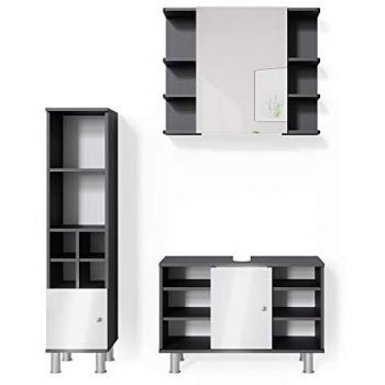 Conjunto de muebles de baño Fynn, Antracita, 3 piezas