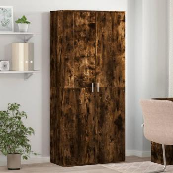 Mueble zapatero contrachapada 80x39x178 cm Color Gris hormigón, Negro, Blanco y Mueble zapatero madera de ingeniería roble ahumado 80x39x178 cm Marrón