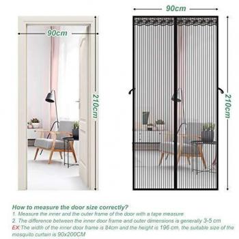 SAFETYON Mosquitera Puerta Magnetica, 90 x 210cm, Corredera Cortina Mosquitera Magnética para Puertas de Salón/Balcón/Corredor