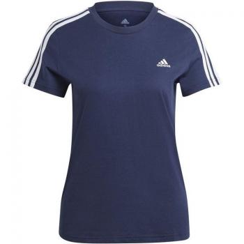 Camiseta adidas Essentials 3 Bandas Mujer Azul, Manga Corta, Talla XL