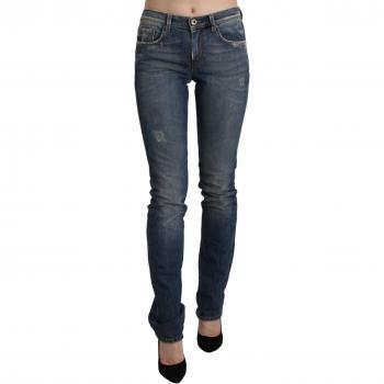 Ermanno Scervino Washed Mid Waist Skinny Denim Jeans - W26, Slim-fit Jeans, female, Blue