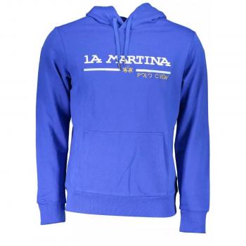 La Martina Blue Cotton Hoodie Sweater - XXL