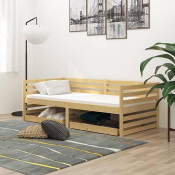 Sofá cama con cajones de madera maciza de pino 90x200 cm