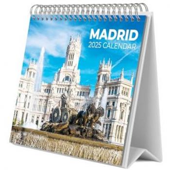 Calendario de escritorio 2025 Madrid Erik multicolor - Base resistente, planificador mensual con espacio para anotar y vista mensual global