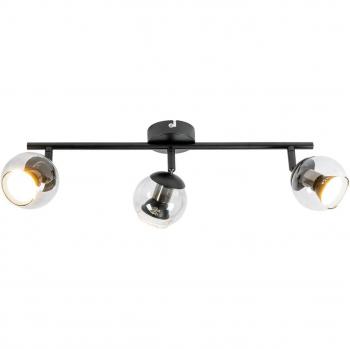 Foco Lindby Samika, 3 luces, 47,4 cm, cristal, moderno en negro hecho de metal para salón y comedor (3 llamas, GU10), foco empotrado y lámpara de techo