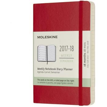 Moleskine DSF218WN2Y18 - Agenda semanal 2017-2018, 18 meses, tapa blanda, color rojo