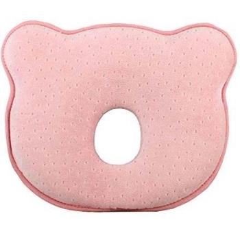 Happy cherry - Almohada Bebés Contra Deformación Posterior de Cabeza Almohadilla Infantil Prevenvir Contra Cabeza Plana Pillow baby de Espuma de Memoria de vértebras cervicales de Espuma Viscoelástica - Oso - Rosa