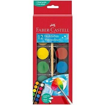 Faber Castell Pack of 12 Plastic Pellets Gouache Paint Brush + 1 Multi-Coloured