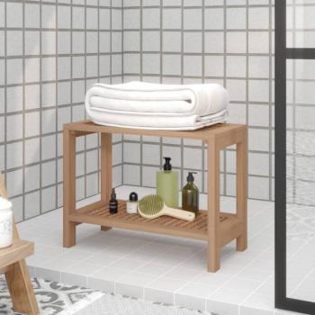 Mesa de centro y banco de ducha de teca de madera maciza 60x30x45 cm Marrón