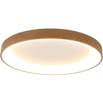 Plafón LED Niseko II Ø 65 cm 50W color madera con control remoto y función CCT