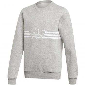 adidas Outline Crew Sweatshirt, Niños, Medium Grey Heather/White, 7-8Y