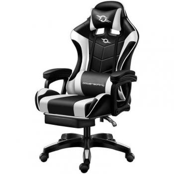 Silla Gaming PowerGaming Negra/Blanca con Reposapiés