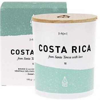 EQ | Vela perfumada Costa Rica – Cera 100% natural y vegetal – Capot de madera de haya – mecha pura algodón – Aroma pachuli, bambú – 40 horas de quemado – Fabricado en Francia