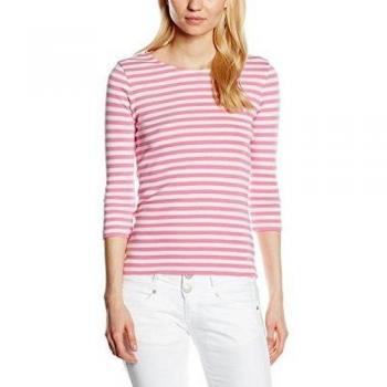 GANT STRIPED RIB C-NECK LS-Camiseta de manga larga  Mujer    Rosa