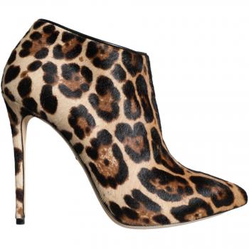 Dolce & Gabbana Brown Leopard Print Calf Hair Heeled Ankle Boots - EU37.5/US7