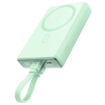 Powerbank Magnético Joyroom JR-PBM01 10000mAh 20W con Soporte y Cable Lightning - USB-C Verde