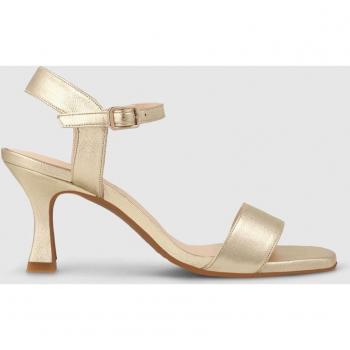 Lodi - Sandalias de tacón de mujer en piel metalizada color oro con destellos