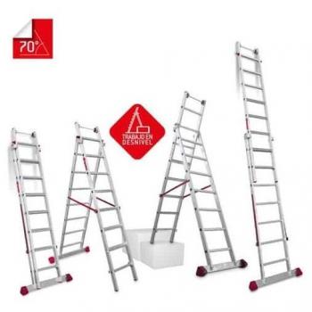 Escalera multiuso de 2 tramos con peldaños cómodos EN1400, 8 peldaños