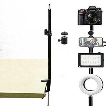 HAFOKO 15-26 Ligero Soporte Escritorio Light Vlog Stand Aluminio Flexible Montar Video Luz Mesa Soporte Cámara Web con Rótula Bola 360° 1/4 compatible con Smartphone Tiktok YouTube Vlog