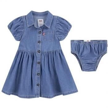 Vestido Camisero Clean Levi´s Bubble para Bebés con mangas cortas, diseño coordinado, disponible en talla 12M
