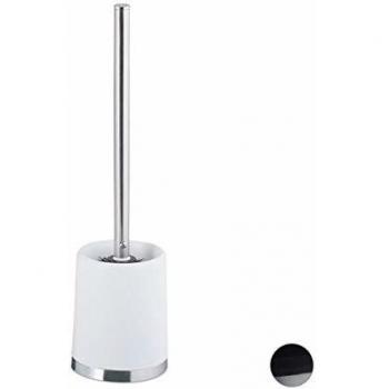 Escobilla de baño Relaxdays con soporte, cabezal intercambiable, plástico blanco, 37 cm