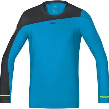 GORE Wear, Hombre, Camiseta transpirable de manga larga para correr, GORE R7 Long Sleeve Shirt, Talla: L, Color: Azul/Negro, 100100