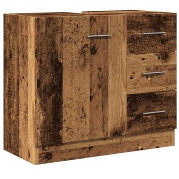 Armario para lavabo de madera ingeniería envejecida 63x30x54 cm Marrón