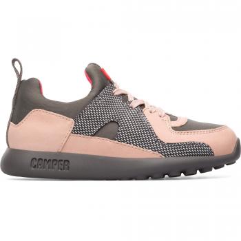 CAMPER Driftie - Grey/Nude Leather and Cotton Sneakers, Size 9.5