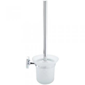Haceka Aspen Chrome Escobillero W.C. + Soporte, Metal, Gris, 17.68x14.82x46.93 cm