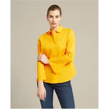Camisa de mujer lisa con puños acampanados